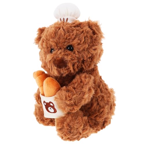 Peluche ours chef cuisine décoration haut de gamme en coton PP réaliste