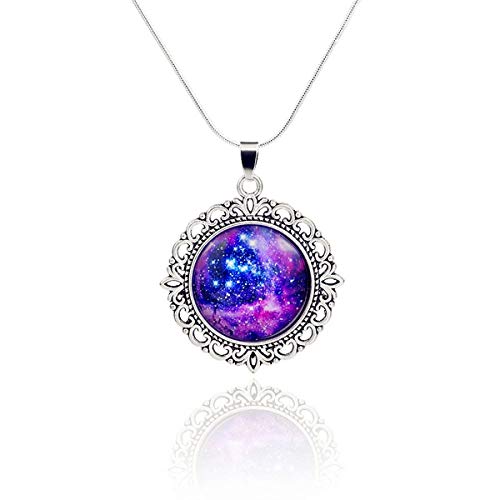 CHOP MALL Milky Way Galaxy Love Pendant Necklace Snake Chain With Lobster Claw-Clasp Perfect Jewelry Gift for Women