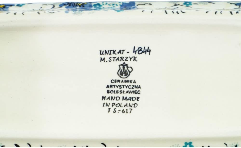 Polmedia Polish Pottery Butter Dish UNIKAT - Elegance Pattern Handmade in Boleslawiec Poland by Ceramika Artystyczna + Certificate of Authenticity