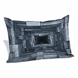 3D Optical Illusion Pillow Covers, Linen Long Throw Pillow Case, Visual Trap Looks Like Holes Blue Holiday Pillow Protector Decorative Cushion Cover for Living Room/Bedroom 12' x 20'