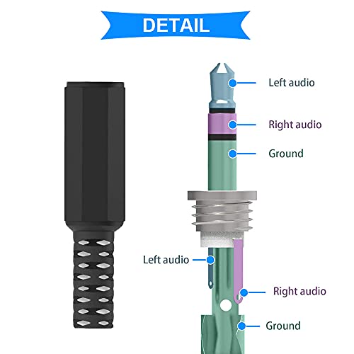 Conector jack 3.5 mm hembra PJ-392 con macho TRS DAOKI pack de 10 4