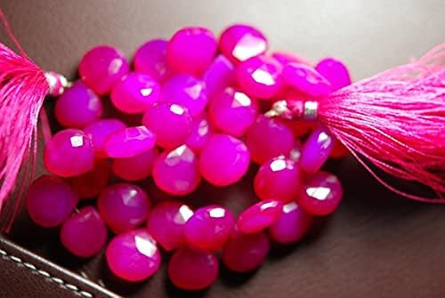 Chalcedony Hot Pink coeurs facettés 11mm pour création bijoux - 3