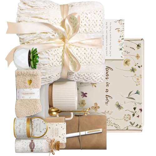 Jazuaiao Women Wellness Gift Set 12PCS Plush Blanket Cup Sce