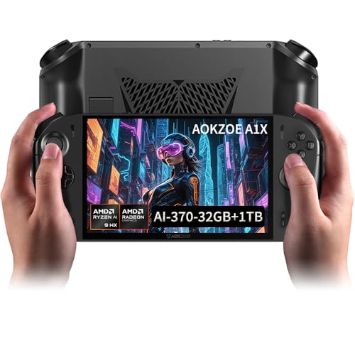 AOKZOE A1 X Gaming Handheld PC | AMD Ryzen AI 9 HX 370 | 32GB LPDDR5x RAM | 1TB PCIe 4.0 SSD | 8" 1200p 500nits VRR Display | 72.7Wh Battery + 100W GaN Fast Charge | Windows 11 Home Portable Console