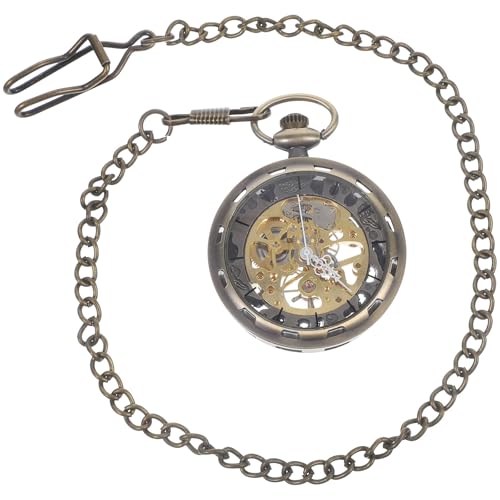 Abaodam Vintage Wind Design Hollow-Out Watch Alloy Pocket Mechanical Manual Fashionable Wearable Gift Random Color on Neck for Men and Women