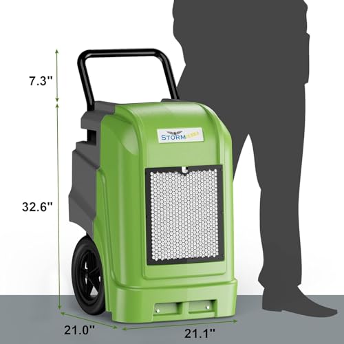 Image of ALORAIR 190 PPD LGR Commercial Dehumidifier with Pump & Drain Hose, Portable Industrial Dehumidifiers with Wheels for Water Damage Restore, Basement, Garage, 6 Years Warranty (Green)