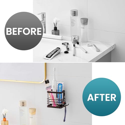 Image of TAILI Patented Suction Cup Toothbrush Holders for Bathrooms, Brown