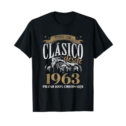 Nacido en 1963 - 61 Años Cumpleaños Moto Biker Hombre Motero Camiseta