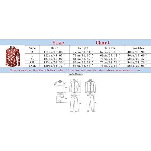 Camisa masculina de Natal para homens camisas de botão manga longa Papai Noel havaiana masculina, R-