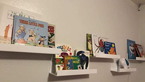 Cq Acrylic 15" Acrylic Floating Wall Ledge Shelf,Floating Book Shelves For Kids Room,White Bathroom Shelves,Great For Living Room,Office,Bedroom,Bathroom,Kitchen,Set Of 6 #TOP5