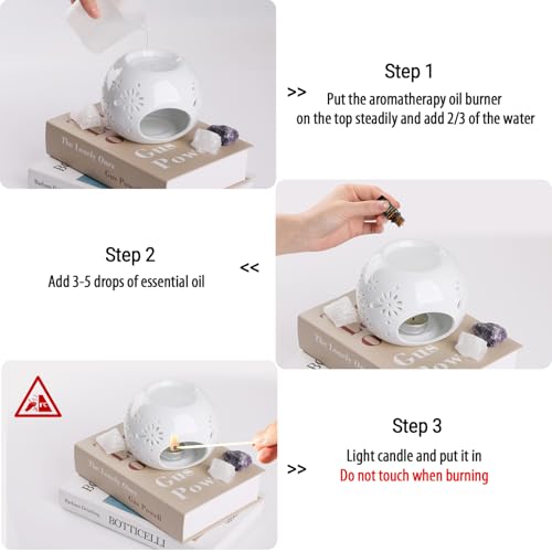 Bighan Duftlampe Split-Typ Aromalampe Teelichthalter Duftlampe aus Keramik Aroma Diffuser - Weiß