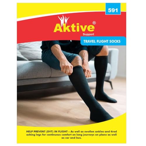 Image of Medical Grade Travel Flight Socks | Graduated Compression 18-21 mmHg at Ankle | Relieves Tired and Aching Legs, Pain and Swellings (Medium)