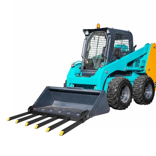Clamp on Debris Forks to 60" Bucket, Heavy Duty Clamp-On Pallet Fork 4000 lbs Capacity Attachments Fit for Loader Bucket Skidsteer Tractor