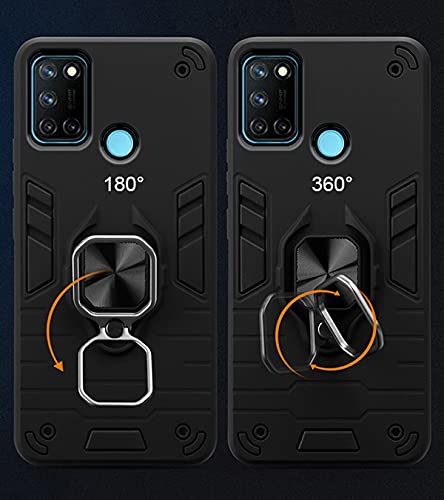 Image of Pikkme D5 Tough Armor Bumper Back Cover Case for Realme 7i,Realme C17 |Ring Holder & Kickstand in-Built (Black)