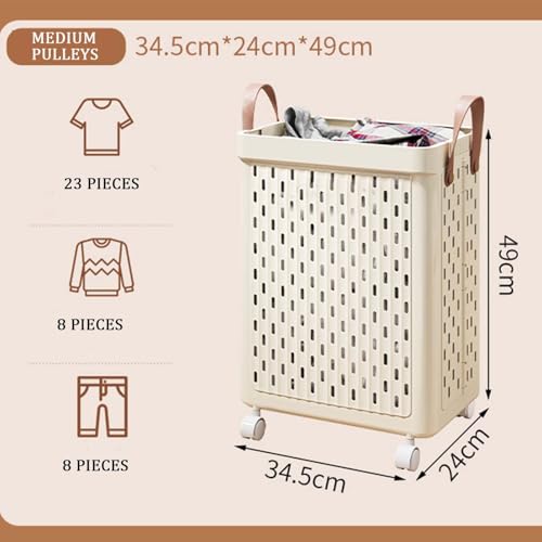 Panier à linge pliable avec roulettes pivotantes et structure rétractable