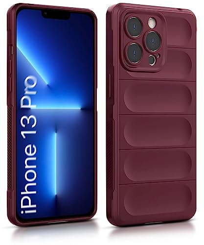 Image of WOW IMAGINE Ultimate Silicon Back Cover Case for Apple iPhone 13 Pro | Military Grade Drop Protection Shockproof Bumper | Anti-Slip Grip | Scratch Proof Micro-Fibre Cloth Inside (Crimson Red)