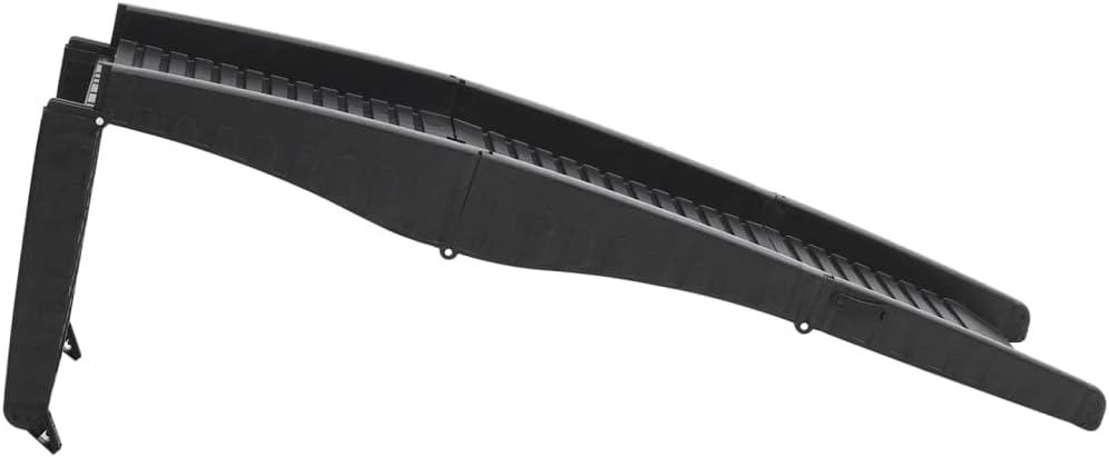 Black Plastic Folding Dog Ramp Portable Rectangular Pet Ramp for Cars and Furniture with Non-Slip Surface and Safety Rails for Large Breed Pets