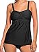 Produktbild Octopus Damen Tankini Set mit Slip Figurumspielende Bademode im Oversize Look f5608 Farbe: Tankini Schwarz T8(sw), Gr. 7XL