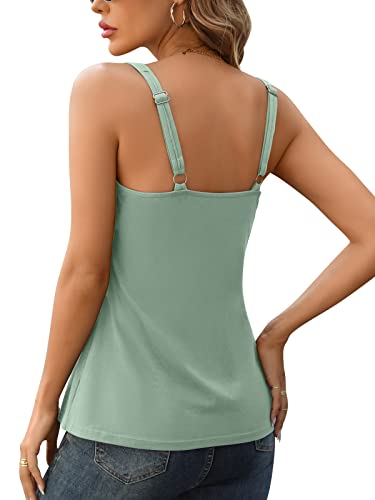 Image of V FOR CITY Tank Top for Women with Built-in Padded Bra Adjustable Wide Strap Camisole Cotton Cami Shirts