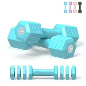 Adjustable Dumbbells Set, 4 in 1 Hand Weights Set for Women Men 10 LB/ 12 LB Dumbbell Pair Each 2lbs 3lbs 4lbs 5lbs Weights Dumbbells Set with TPU Soft Rubber Handle for Home Gym Exercise Fitness