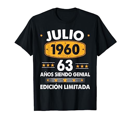 Hombre 63 Años Cumpleaños Regalo Hombre Julio 1960 Julio 63 Años Camiseta