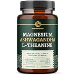 L Theanine, Magnesium Glycinate + Ashwagandha Supplement | Relaxation, Sleep & Memory Support | Stress Relief, Calm, Mood & Sleep Supplements | Made in Canada & Non-GMO | 120 Ct