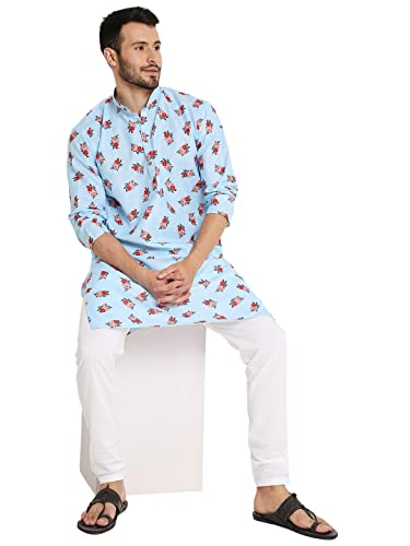 Image of Maharaja Floral Printed Linen Kurta Pyjama Set for Men