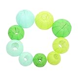 LEDMOMO 9個 折りたたみ式丸型紙提灯 浅緑 果緑 薄荷緑カラー ホーム パーティーデコレーション 簡単立 祭りやイベント用装飾用品