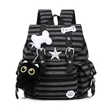 YFGBCX Mochila listrada Kawaii com pingente de gato e vários bolsos, mochila Y2K para viagens universitárias
