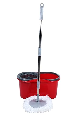 Girevole Roto Mop Con Centrifuga Secchio Kit Completo 6 Lt