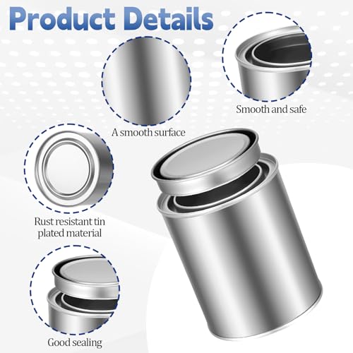 Image of 8 Pcs Empty Paint Cans with Lids (1 Pint Size), Metal Paint Storage Containers Paints Can for Crafts DIY Projects Storage Painting