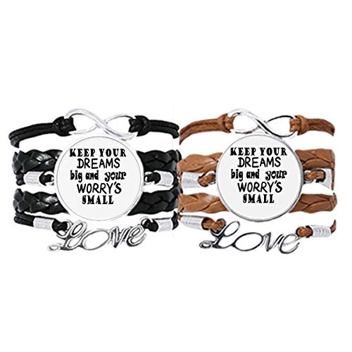 Pulsera de cuerda de cuero para parejas con grabado motivacional emotivo