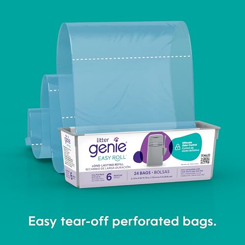 Litter Genie Easy Roll Nachfüller, Katzenstreu Entsorgungssystem, ultimative Geruchskontrolle, mühelose Reinigung, 1 Nachfüllpack mit 24 Beuteln (Packung mit 2)
