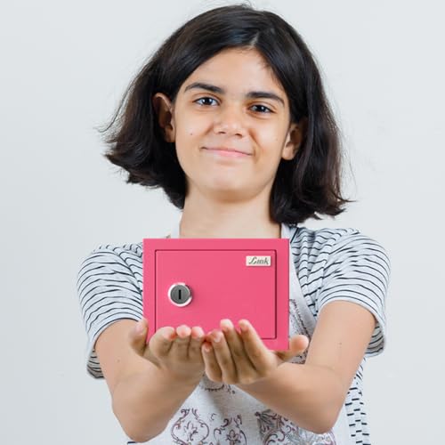 Image of Link Smart 2 Litres Gullak Safe Locker for Home & Office| 3-Year Warranty| Mechanical Key, CRCA Material, Laser Cut Design| Vibrant Saaving Bank| Weight : 0.9 Kg| Pretty Pink