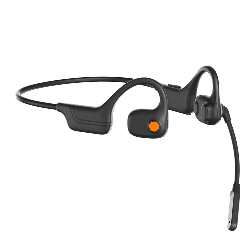 AYI Open Ear Air Conduction Bluetooth Headphone Dual Mic Rotatable Boom Mic Active Noise Cancellation IPX5 Waterproof Bluetooth 5.4 Pain-Free Design for Sports Work Outdoor Activities-DG Black