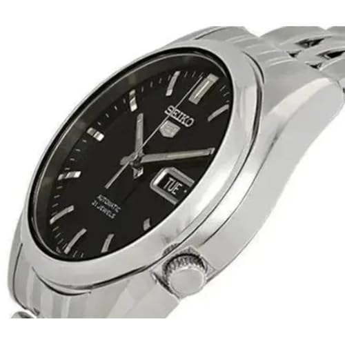 Image of Seiko Men's SNK361 Stainless Steel Analog with Black Dial Watch