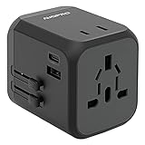 Travel Adapter, Worldwide All in One International 100V-240V AC Plug Adaptor with 3 USB and and 3.0A USB Type-C, Fast Wall Charging for USA EU UK AUS JP