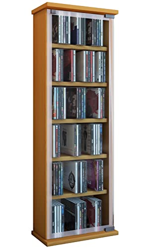 VCM Bois CD DVD Stand Étagère Armoire Rangement Étagère sur Pied Support Classic Porte en Verre Bois CD DVD Stand Étagère Armoire Rangement Étagère sur...
