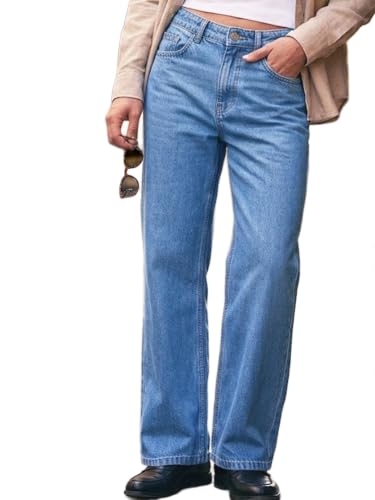 Image of Urbano Fashion Women's High Rise Regular Fit Wide Leg Washed Jeans