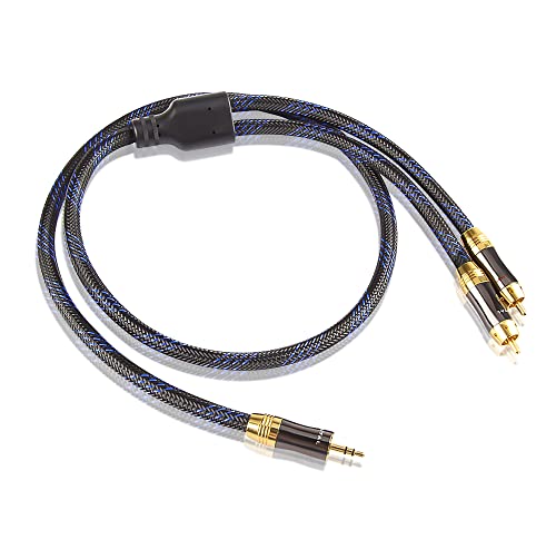 Cable audio 3,5 mm a 2 RCA dual blindado para conectar el móvil al hogar 4