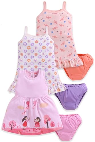 Image of LuvLap Baby Girl 100% Cotton Sleevless Girls Frock Pack of 3