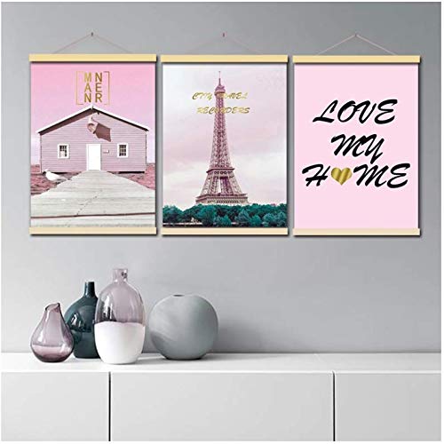 Affiche en bois maison Paris paysage, le cadeau idéal pour chambre d'adolescente