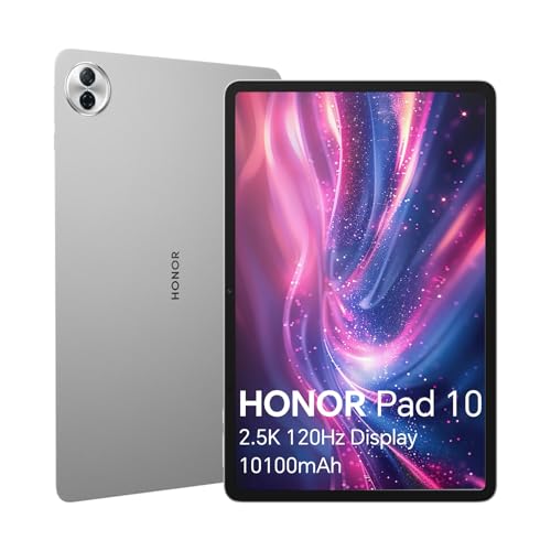 HONOR Pad 10 WIFI Tablet 8GB 256GB, 12.1'' TFT LCD Display 2,5K 120Hz, Batterie 10100mAh, 7 Gen 3 Snapdragon Chipset, 6 Altoparlanti, Corpo in Metallo, Android 15, Grigio