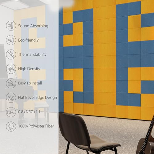 Image of 12 Pack Square Acoustic Panels Self Adhesive Sound Proof Foam(Sky Blue)