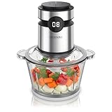 Arendo - Multi Zerkleinerer Küche elektrisch Edelstahl – extra starker 500 W Motor – 2 L Fassungsvermögen – Glas Behälter – mit Edelstahl-Mixbehälter – für Fleisch Nüsse Obst Gemüse u.v.m.