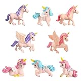 Unicorn Cake Toppers - Mini Flying Horse Unicorn Figurines for Terrarium Crafts & Birthday Cake Decoration