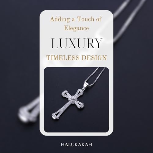 Collar de cruz de plata 925 con diamantes cultivados de 1,0ct Halukakah 5
