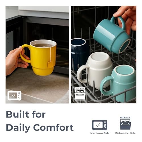 Set de 4 tazas apilables de porcelana 16 oz miniatura 4