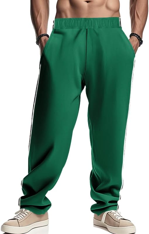 Men's Baggy Sweatpants Straight Leg Open Bottom Joggers Casual Lightweight Athletic Pants with Pockets - Image 2