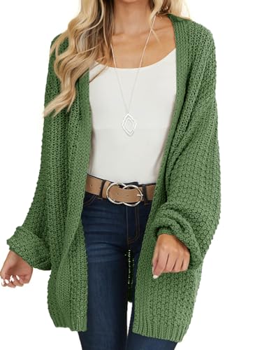 Maroway Womens Cardigan Solid Color Long Sleeve Open Front Chunky